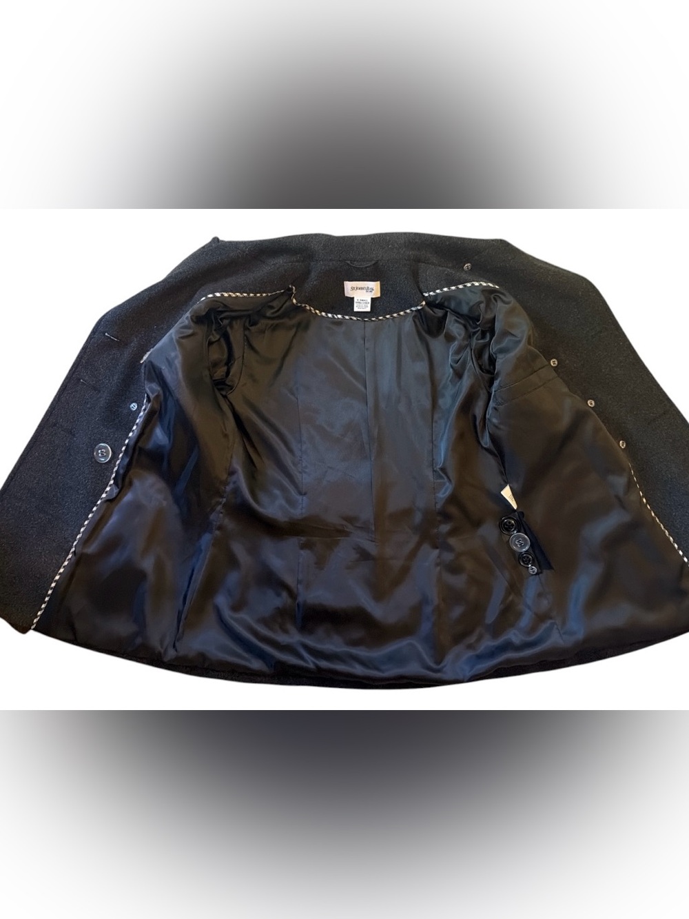 Wool Cashmere Peacoat Double Breasted Dark Gray Womens XS Quiet Luxury Old Money - Picture 4 of 7